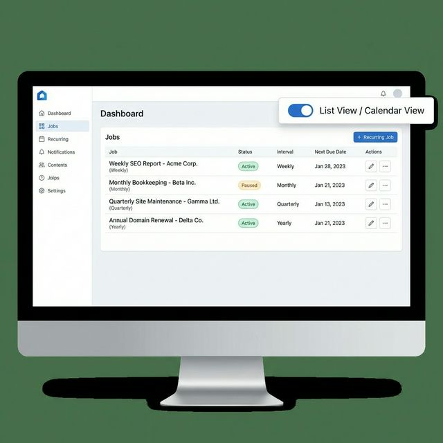 Recurring Jobs Interface